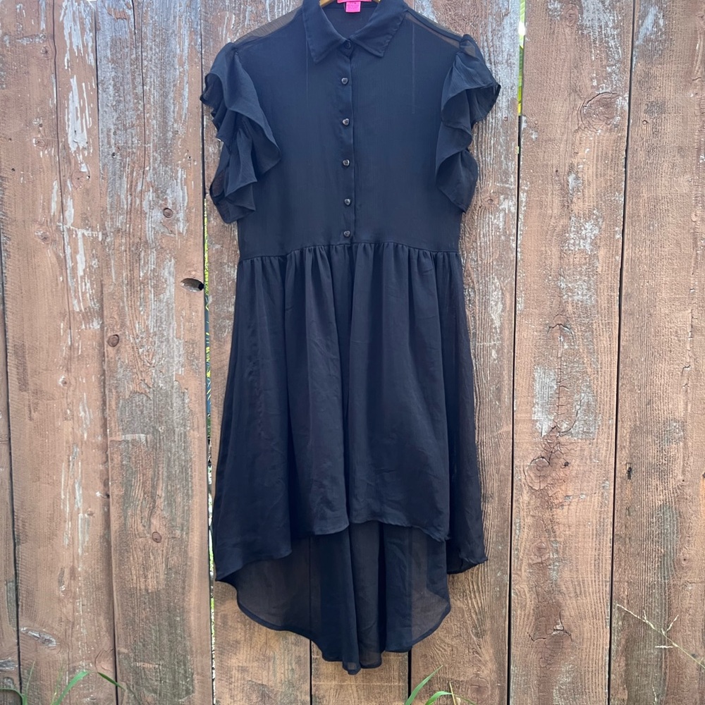 Betsey Johnson Black Ruffle Midi Dress